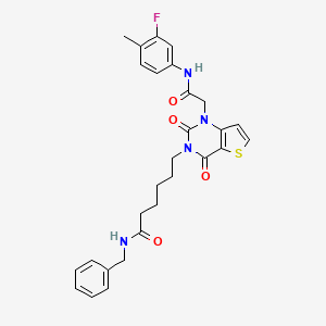 N-benzyl-6-(1-(2-((3-fluoro-4-methylphenyl)amino)-2-oxoethyl)-2,4-dioxo-1,2-dihydrothieno[3,2-d]pyrimidin-3(4H)-yl)hexanamide