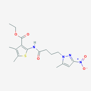 ethyl 4,5-dimethyl-2-{[4-(5-methyl-3-nitro-1H-pyrazol-1-yl)butanoyl]amino}thiophene-3-carboxylate