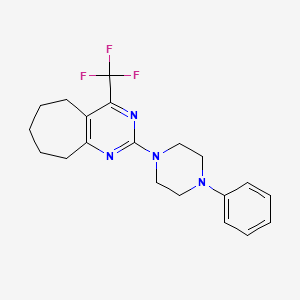 molecular formula C20H23F3N4 B11443961 2-(4-phenylpiperazin-1-yl)-4-(trifluoromethyl)-6,7,8,9-tetrahydro-5H-cyclohepta[d]pyrimidine 