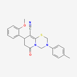 8-(2-methoxyphenyl)-3-(4-methylphenyl)-6-oxo-3,4,7,8-tetrahydro-2H,6H-pyrido[2,1-b][1,3,5]thiadiazine-9-carbonitrile