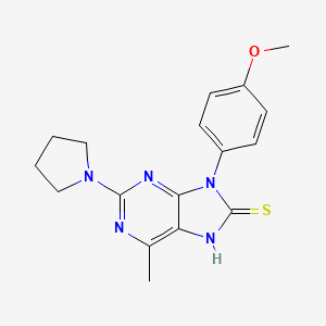 molecular formula C17H19N5OS B11443969 9-(4-methoxyphenyl)-6-methyl-2-(pyrrolidin-1-yl)-9H-purine-8-thiol 