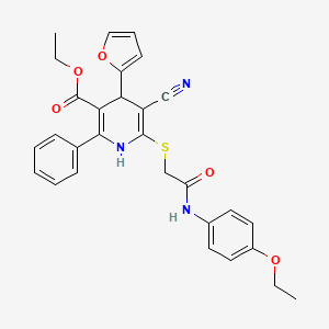 Ethyl 5-cyano-6-({2-[(4-ethoxyphenyl)amino]-2-oxoethyl}sulfanyl)-4-(furan-2-yl)-2-phenyl-1,4-dihydropyridine-3-carboxylate