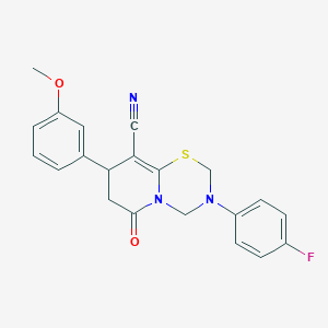 3-(4-fluorophenyl)-8-(3-methoxyphenyl)-6-oxo-3,4,7,8-tetrahydro-2H,6H-pyrido[2,1-b][1,3,5]thiadiazine-9-carbonitrile