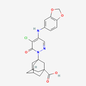 molecular formula C22H22ClN3O5 B11444111 3-{4-[(2H-1,3-Benzodioxol-5-YL)amino]-5-chloro-6-oxo-1,6-dihydropyridazin-1-YL}adamantane-1-carboxylic acid 