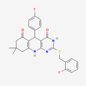 2-[(2-fluorobenzyl)sulfanyl]-5-(4-fluorophenyl)-8,8-dimethyl-5,8,9,10-tetrahydropyrimido[4,5-b]quinoline-4,6(3H,7H)-dione