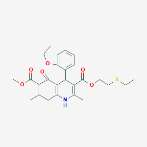 3-[2-(Ethylsulfanyl)ethyl] 6-methyl 4-(2-ethoxyphenyl)-2,7-dimethyl-5-oxo-1,4,5,6,7,8-hexahydroquinoline-3,6-dicarboxylate