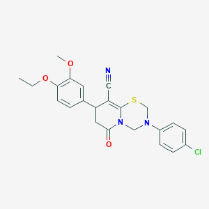 3-(4-chlorophenyl)-8-(4-ethoxy-3-methoxyphenyl)-6-oxo-3,4,7,8-tetrahydro-2H,6H-pyrido[2,1-b][1,3,5]thiadiazine-9-carbonitrile