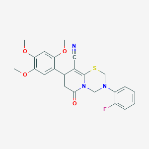 3-(2-fluorophenyl)-6-oxo-8-(2,4,5-trimethoxyphenyl)-3,4,7,8-tetrahydro-2H,6H-pyrido[2,1-b][1,3,5]thiadiazine-9-carbonitrile