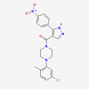 1-(5-Chloro-2-methylphenyl)-4-[3-(4-nitrophenyl)-1H-pyrazole-4-carbonyl]piperazine