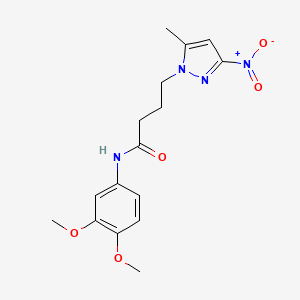 molecular formula C16H20N4O5 B11444218 N-(3,4-dimethoxyphenyl)-4-(5-methyl-3-nitro-1H-pyrazol-1-yl)butanamide 