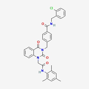 molecular formula C34H31ClN4O4 B11444271 N-(2-chlorobenzyl)-4-((1-(2-(mesitylamino)-2-oxoethyl)-2,4-dioxo-1,2-dihydroquinazolin-3(4H)-yl)methyl)benzamide 