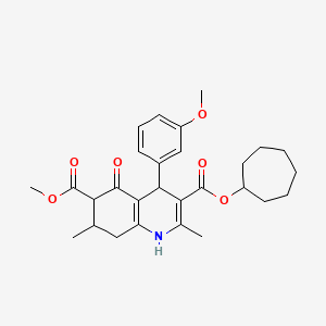 3-Cycloheptyl 6-methyl 4-(3-methoxyphenyl)-2,7-dimethyl-5-oxo-1,4,5,6,7,8-hexahydroquinoline-3,6-dicarboxylate