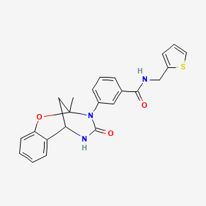 3-(2-methyl-4-oxo-5,6-dihydro-2H-2,6-methanobenzo[g][1,3,5]oxadiazocin-3(4H)-yl)-N-(thiophen-2-ylmethyl)benzamide