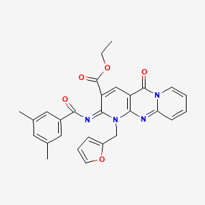 ethyl 6-(3,5-dimethylbenzoyl)imino-7-(furan-2-ylmethyl)-2-oxo-1,7,9-triazatricyclo[8.4.0.03,8]tetradeca-3(8),4,9,11,13-pentaene-5-carboxylate