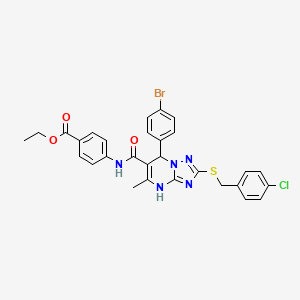 Ethyl 4-[({7-(4-bromophenyl)-2-[(4-chlorobenzyl)sulfanyl]-5-methyl-4,7-dihydro[1,2,4]triazolo[1,5-a]pyrimidin-6-yl}carbonyl)amino]benzoate