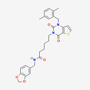 N-(1,3-benzodioxol-5-ylmethyl)-6-[1-(2,5-dimethylbenzyl)-2,4-dioxo-1,4-dihydrothieno[3,2-d]pyrimidin-3(2H)-yl]hexanamide