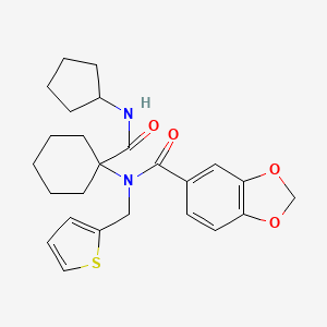 N-[1-(cyclopentylcarbamoyl)cyclohexyl]-N-(thiophen-2-ylmethyl)-1,3-benzodioxole-5-carboxamide