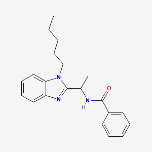 molecular formula C21H25N3O B11444371 N-[1-(1-pentyl-1H-benzimidazol-2-yl)ethyl]benzamide 