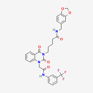 N-[(2H-1,3-benzodioxol-5-yl)methyl]-5-[2,4-dioxo-1-({[3-(trifluoromethyl)phenyl]carbamoyl}methyl)-1,2,3,4-tetrahydroquinazolin-3-yl]pentanamide