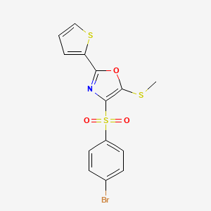 4-((4-Bromophenyl)sulfonyl)-5-(methylthio)-2-(thiophen-2-yl)oxazole