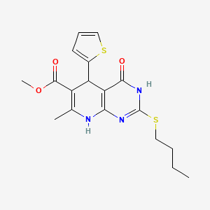 Methyl 2-(butylsulfanyl)-7-methyl-4-oxo-5-(thiophen-2-yl)-3,4,5,8-tetrahydropyrido[2,3-d]pyrimidine-6-carboxylate