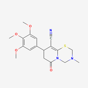 3-methyl-6-oxo-8-(3,4,5-trimethoxyphenyl)-3,4,7,8-tetrahydro-2H,6H-pyrido[2,1-b][1,3,5]thiadiazine-9-carbonitrile