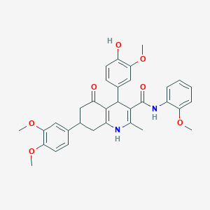 7-(3,4-dimethoxyphenyl)-4-(4-hydroxy-3-methoxyphenyl)-N-(2-methoxyphenyl)-2-methyl-5-oxo-1,4,5,6,7,8-hexahydroquinoline-3-carboxamide