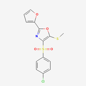 4-(4-Chlorophenyl)sulfonyl-2-(furan-2-yl)-5-methylsulfanyl-1,3-oxazole