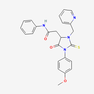 2-[1-(4-methoxyphenyl)-5-oxo-3-(pyridin-2-ylmethyl)-2-thioxoimidazolidin-4-yl]-N-phenylacetamide