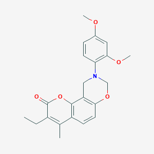 9-(2,4-dimethoxyphenyl)-3-ethyl-4-methyl-9,10-dihydro-2H,8H-chromeno[8,7-e][1,3]oxazin-2-one