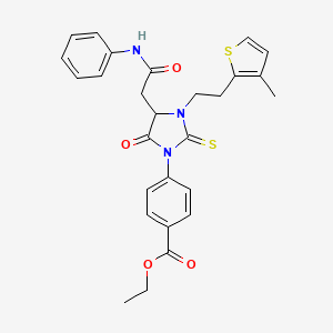 Ethyl 4-{3-[2-(3-methylthiophen-2-yl)ethyl]-5-oxo-4-[2-oxo-2-(phenylamino)ethyl]-2-thioxoimidazolidin-1-yl}benzoate