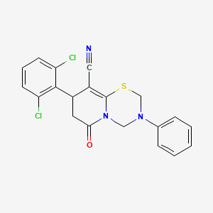 8-(2,6-Dichlorophenyl)-6-oxo-3-phenyl-2,4,7,8-tetrahydropyrido[2,1-b][1,3,5]thiadiazine-9-carbonitrile