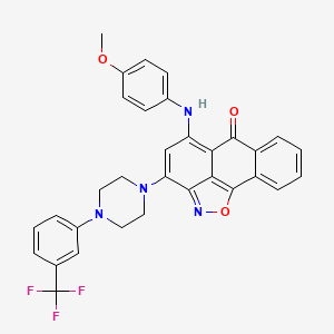 molecular formula C32H25F3N4O3 B11444572 5-(4-Methoxyanilino)-3-{4-[3-(trifluoromethyl)phenyl]piperazino}-6H-anthra[1,9-CD]isoxazol-6-one 