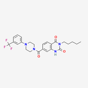 molecular formula C25H27F3N4O3 B11444599 3-pentyl-7-(4-(3-(trifluoromethyl)phenyl)piperazine-1-carbonyl)quinazoline-2,4(1H,3H)-dione 