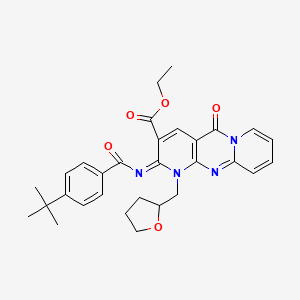 ethyl 6-(4-tert-butylbenzoyl)imino-2-oxo-7-(oxolan-2-ylmethyl)-1,7,9-triazatricyclo[8.4.0.03,8]tetradeca-3(8),4,9,11,13-pentaene-5-carboxylate