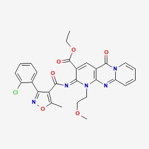 ethyl 6-[3-(2-chlorophenyl)-5-methyl-1,2-oxazole-4-carbonyl]imino-7-(2-methoxyethyl)-2-oxo-1,7,9-triazatricyclo[8.4.0.03,8]tetradeca-3(8),4,9,11,13-pentaene-5-carboxylate