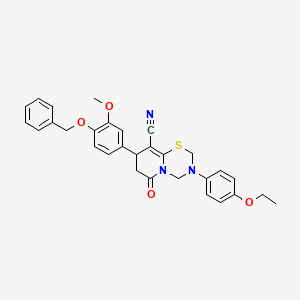 molecular formula C30H29N3O4S B11444649 8-[4-(benzyloxy)-3-methoxyphenyl]-3-(4-ethoxyphenyl)-6-oxo-3,4,7,8-tetrahydro-2H,6H-pyrido[2,1-b][1,3,5]thiadiazine-9-carbonitrile 