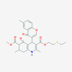 3-[2-(ethylsulfanyl)ethyl] 6-methyl 2,7-dimethyl-4-(6-methyl-4-oxo-4H-chromen-3-yl)-5-oxo-1,4,5,6,7,8-hexahydroquinoline-3,6-dicarboxylate