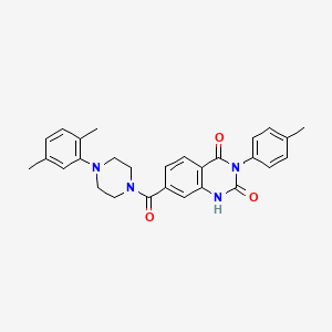 molecular formula C28H28N4O3 B11444693 7-(4-(2,5-dimethylphenyl)piperazine-1-carbonyl)-3-(p-tolyl)quinazoline-2,4(1H,3H)-dione 