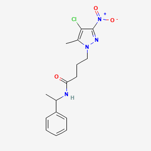 4-(4-chloro-5-methyl-3-nitro-1H-pyrazol-1-yl)-N-(1-phenylethyl)butanamide