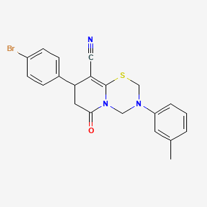 8-(4-bromophenyl)-3-(3-methylphenyl)-6-oxo-3,4,7,8-tetrahydro-2H,6H-pyrido[2,1-b][1,3,5]thiadiazine-9-carbonitrile