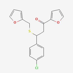 molecular formula C18H15ClO3S B11444768 3-(4-Chlorophenyl)-1-(furan-2-yl)-3-[(furan-2-ylmethyl)sulfanyl]propan-1-one 