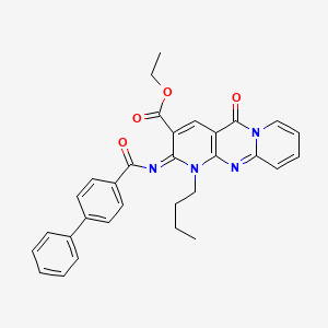 ethyl 7-butyl-2-oxo-6-(4-phenylbenzoyl)imino-1,7,9-triazatricyclo[8.4.0.03,8]tetradeca-3(8),4,9,11,13-pentaene-5-carboxylate