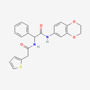 molecular formula C22H20N2O4S B11444777 N-(2,3-dihydro-1,4-benzodioxin-6-yl)-2-phenyl-2-[(thiophen-2-ylacetyl)amino]acetamide 