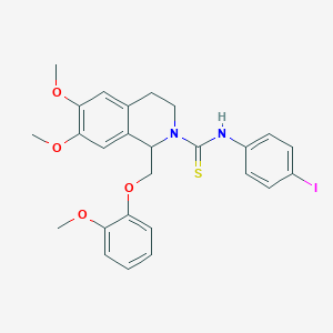 N-(4-iodophenyl)-6,7-dimethoxy-1-((2-methoxyphenoxy)methyl)-3,4-dihydroisoquinoline-2(1H)-carbothioamide