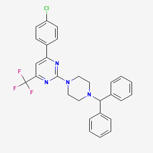 4-(4-Chlorophenyl)-2-[4-(diphenylmethyl)piperazin-1-yl]-6-(trifluoromethyl)pyrimidine