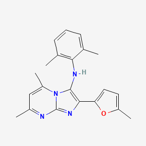 molecular formula C21H22N4O B11444799 N-(2,6-dimethylphenyl)-5,7-dimethyl-2-(5-methylfuran-2-yl)imidazo[1,2-a]pyrimidin-3-amine 