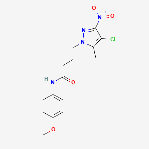 molecular formula C15H17ClN4O4 B11444817 4-(4-chloro-5-methyl-3-nitro-1H-pyrazol-1-yl)-N-(4-methoxyphenyl)butanamide 