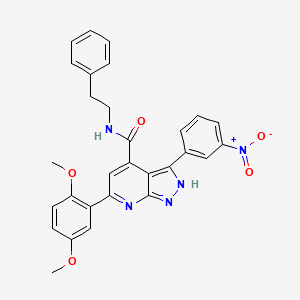 6-(2,5-dimethoxyphenyl)-3-(3-nitrophenyl)-N-(2-phenylethyl)-1H-pyrazolo[3,4-b]pyridine-4-carboxamide