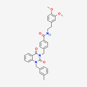 molecular formula C34H33N3O5 B11444860 N-[2-(3,4-dimethoxyphenyl)ethyl]-4-({1-[(3-methylphenyl)methyl]-2,4-dioxo-1,2,3,4-tetrahydroquinazolin-3-yl}methyl)benzamide 